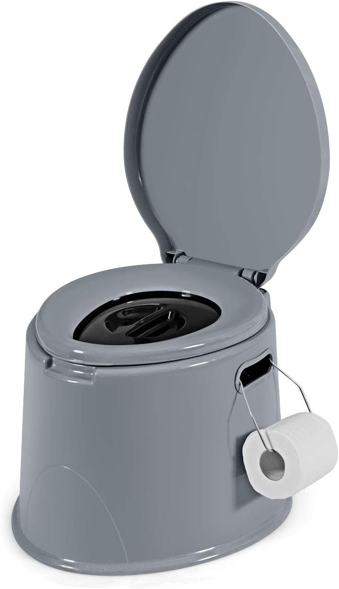 Inodoro viaje portátil con cubo desmontable y soporte papel