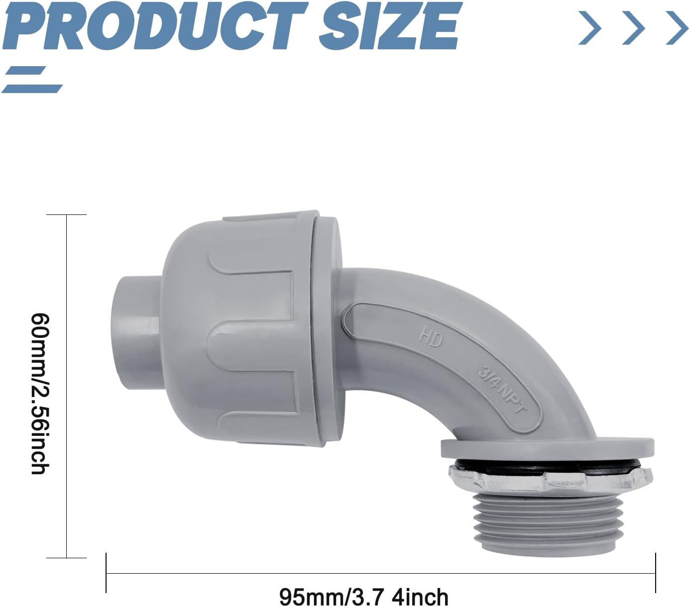 Conector hermético 3/4" conducto PVC 90grados 100pzas