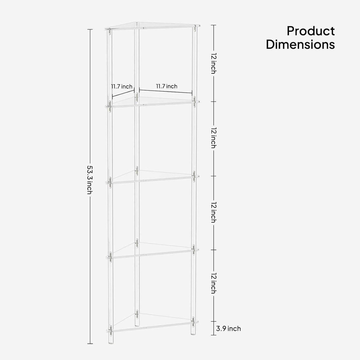 Estante esquinero acrílico 5 niveles 11.7"