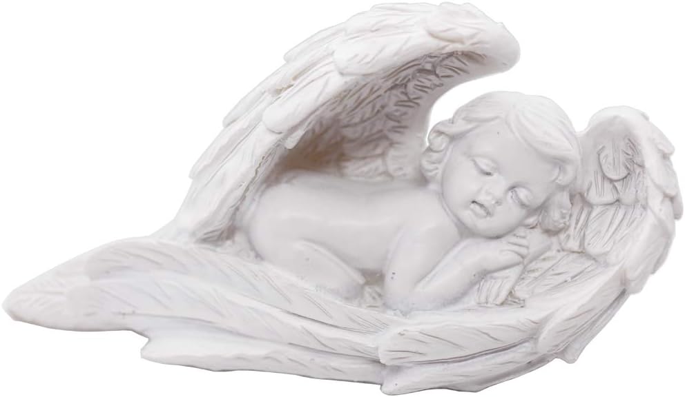 Estatua ángel bebé querubín alas plumas para hogar jardín