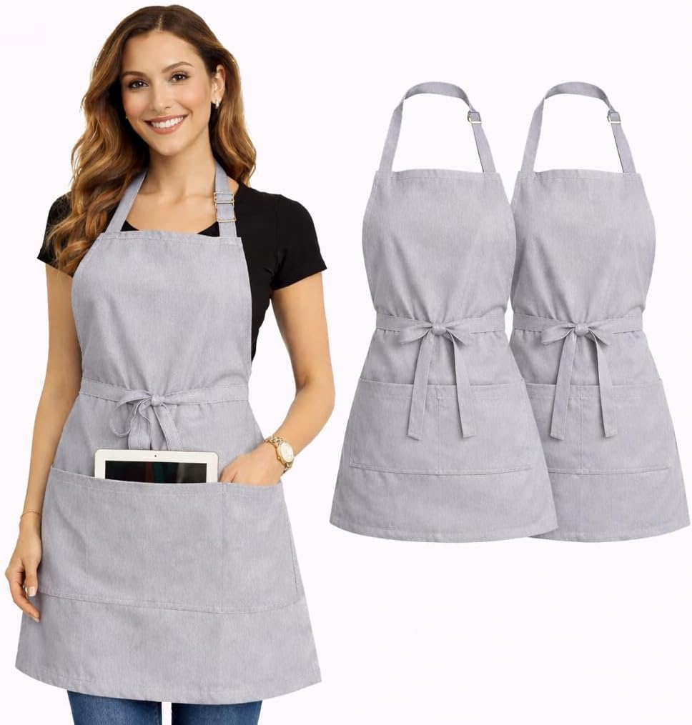 Delantal de cocina para mujer con bolsillos