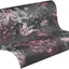Papel pintado floral negro rosa gris 396x20.87"