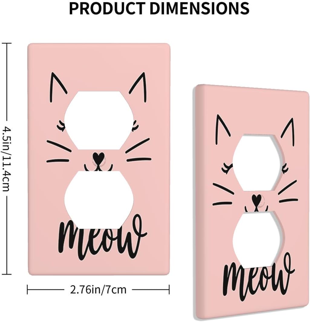 Placa enchufe con cara de gato rosa para hogar oficina
