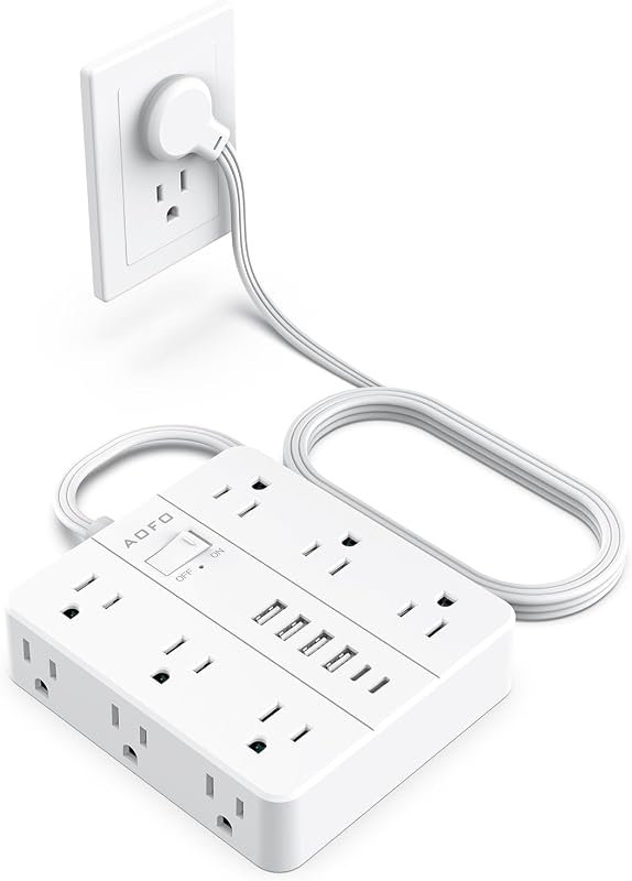 Regleta 18en1 12 salidas CA 6 USB (2 USB-C) 5ft blanco