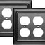 Placa pared dúplex 2 bandas cubiertas enchufe negro mate pack 2
