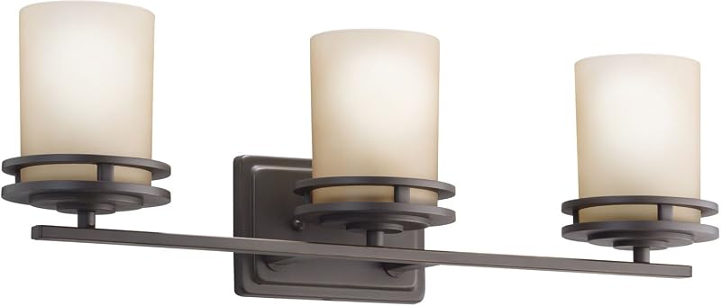 Lámpara tocador 24pulg 3 luces vidrio grabado bronce antiguo