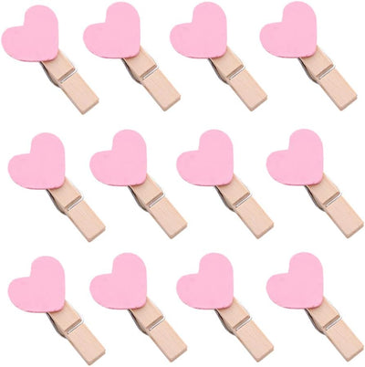 Pinzas madera corazón 50pzas para ropa papel clavijas rosa