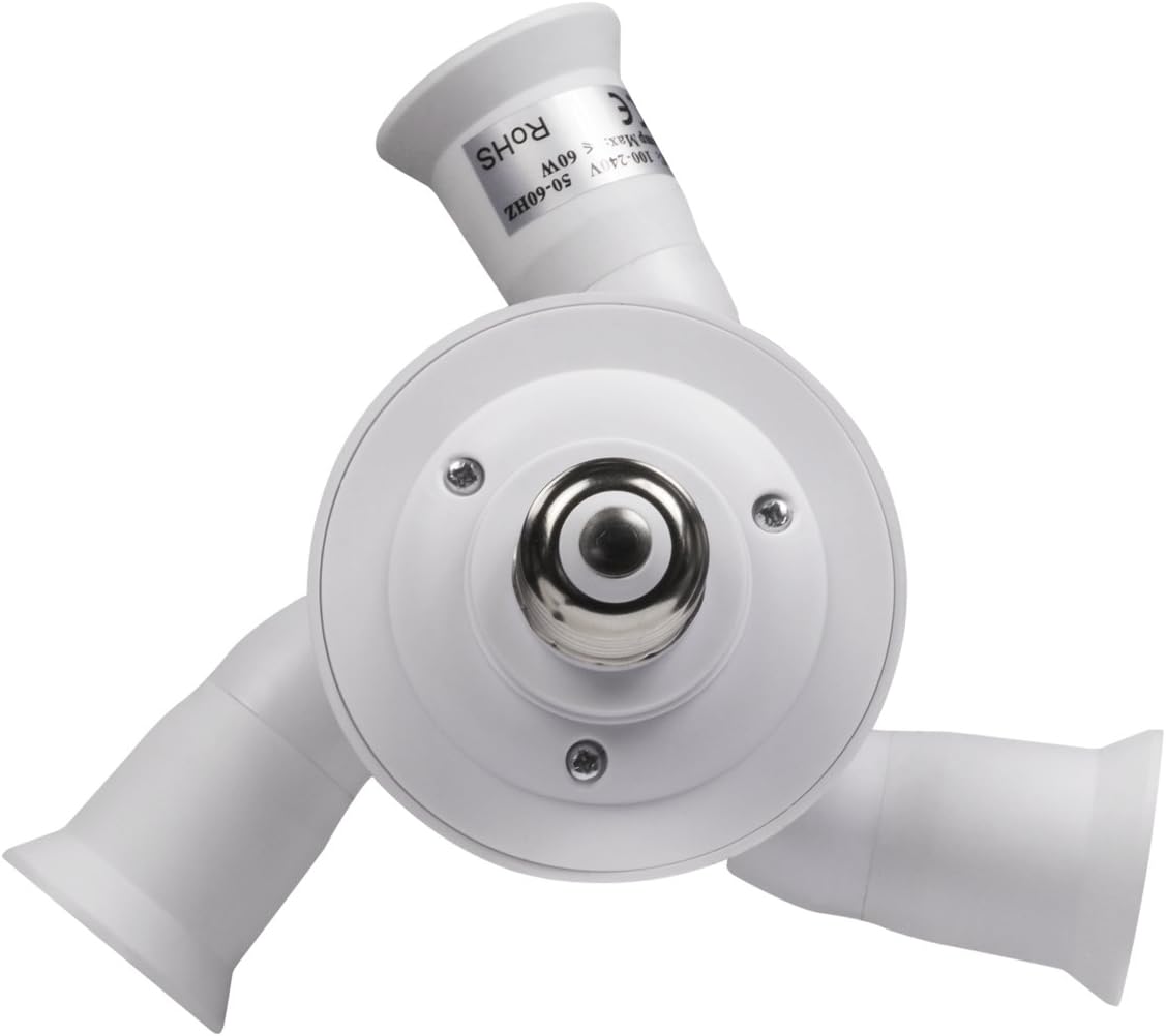 Adaptador luz E26 3en1 ajustable 360 grados 60w cada puerto
