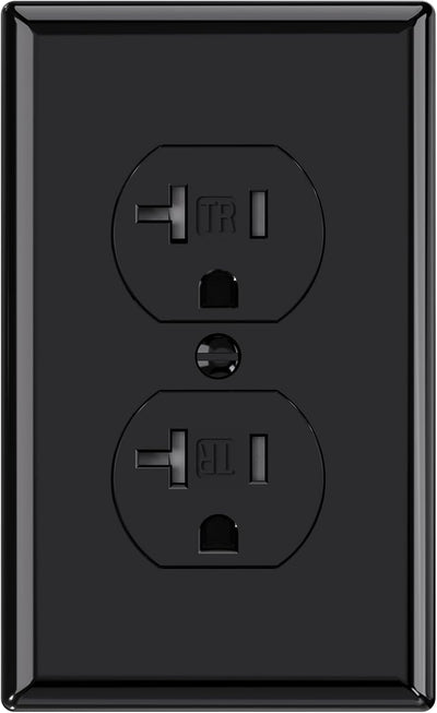 Toma corriente dúplex 20A 2 polos 3 cables UL negro
