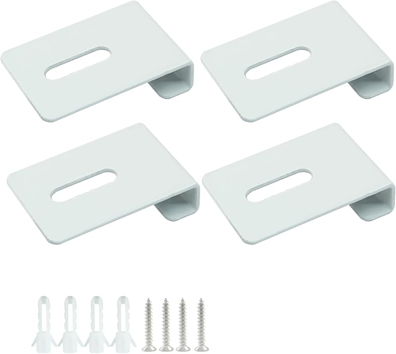 8 Clips Metal para Espejo Pared Sin Marco Blanco 1/4