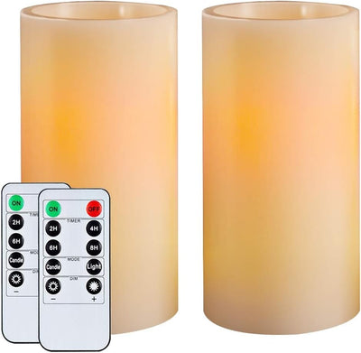 Velas LED sin llama 7x3" amarilla set 2 con control
