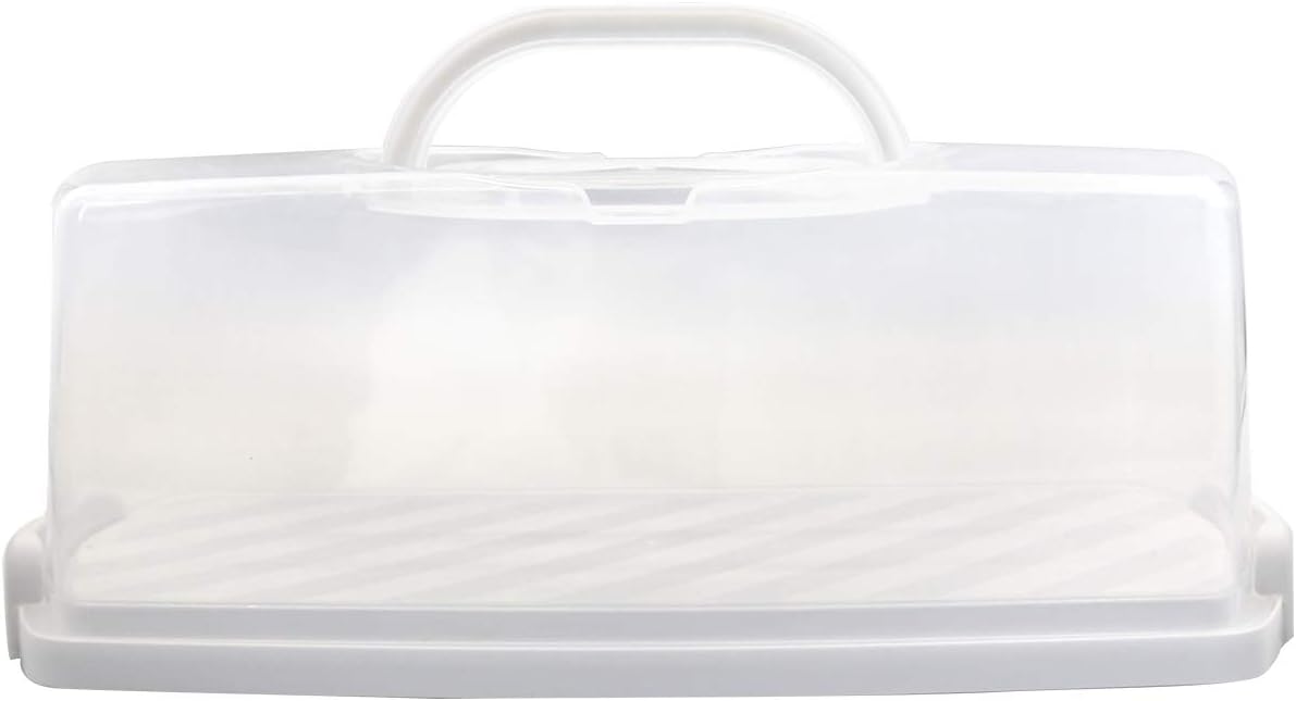 Caja pan asa plástico rectángulo 13" translúcida blanco