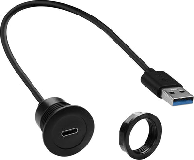 Cable USB3.0 a USB C 5 Gbps con montaje fijo para tablero coche