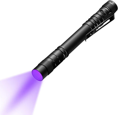 Linterna UV 395nm con clip para detectar orina mascotas y chinches