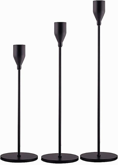 3 Candelabros Negro Mate para Velas Cónicas 1.9cm