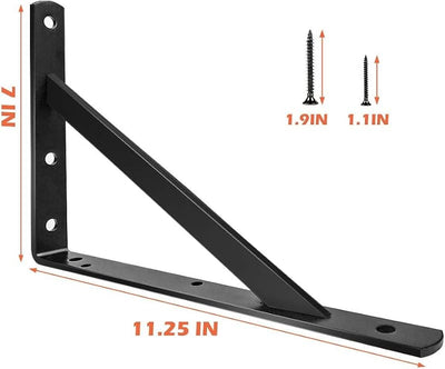 Soportes pared angulares metal negro 12pulg set 6