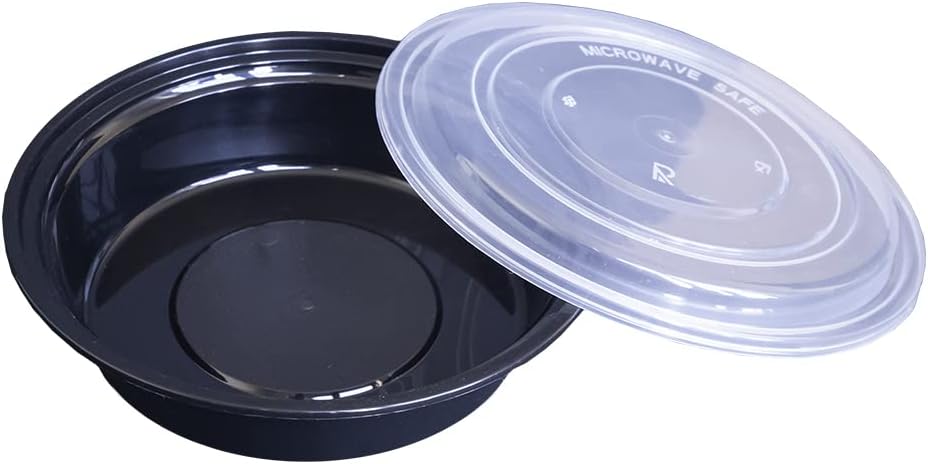 Contenedor plástico redondo 24oz con tapa negro set 24