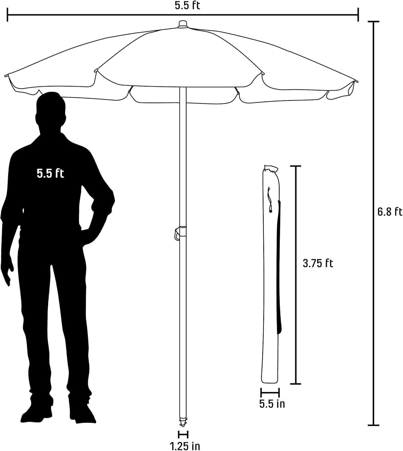 Sombrilla playa portátil 5.5ft UV con poste inclinable