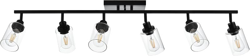Kit 6 luces riel techo baño modernas focos negros