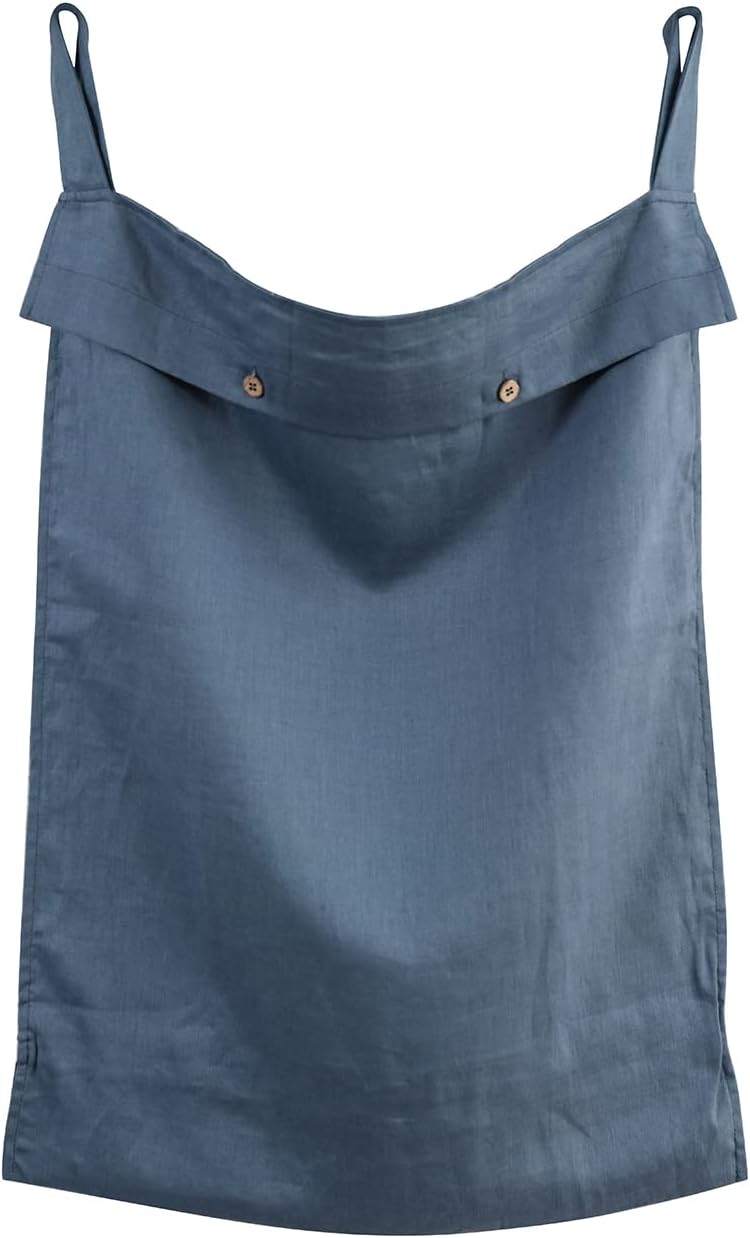 Bolsa lavandería colgante lino botones cremallera azul