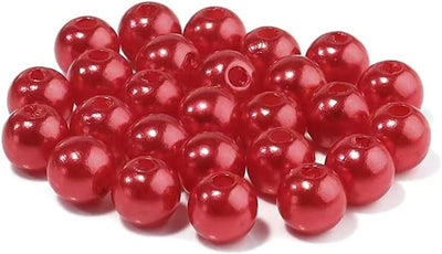 700 Pzas Cuentas Perlas 6mm Redondas con Agujero para Joyas Rojo