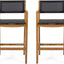 Taburetes acacia malla exterior set 2 teca y negro