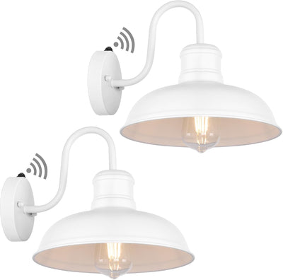 2 Luces Pared Exterior Cuello Cisne Vintage Blanca