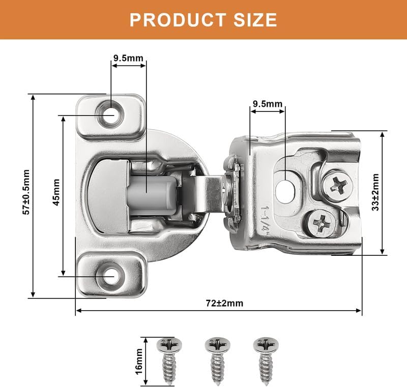 60 Bisagras Acero Inox 1-1/4pulg Cierre Suave Cocina