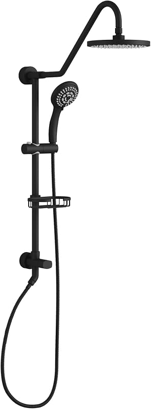 Sistema regadera Kauai III 8" lluvia 5 func. negro mate