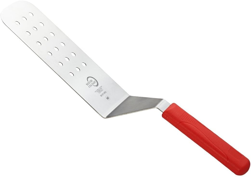 Espátula perforada mango rojo 8x3pulg