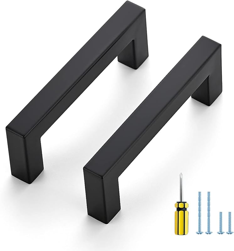 15 Tiradores gabinete negro 3-1/2" cuadrados