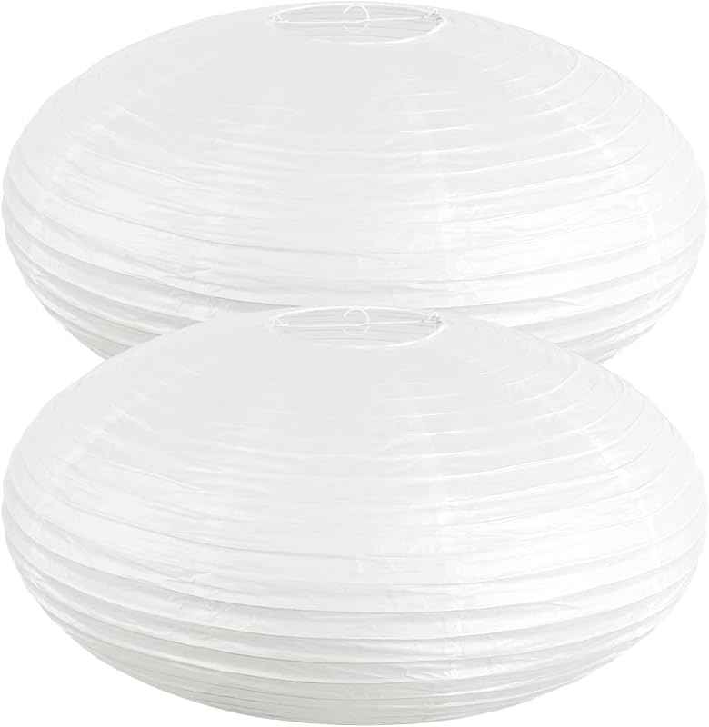 2 Linternas papel ovaladas colgantes 24pulg blanco