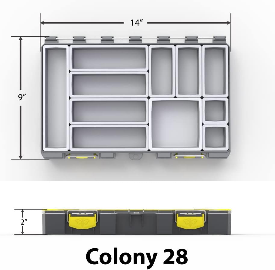 Caja organizadora plástico impermeable gris amarillo
