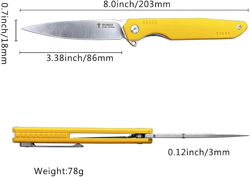 Cuchillo plegable EDC acero DC53 3.38" mango G10