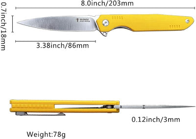 Cuchillo plegable EDC acero DC53 3.38" mango G10