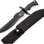 Cuchillo supervivencia estilo Rambo con funda nylon negro