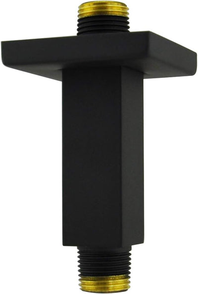 Brazo ducha cuadrado latón 3pulg antiarañazos techo negro mate