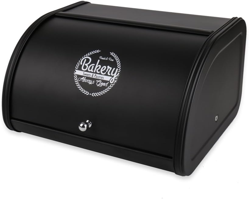Caja pan metal con tapa enrollable negro almacenamiento