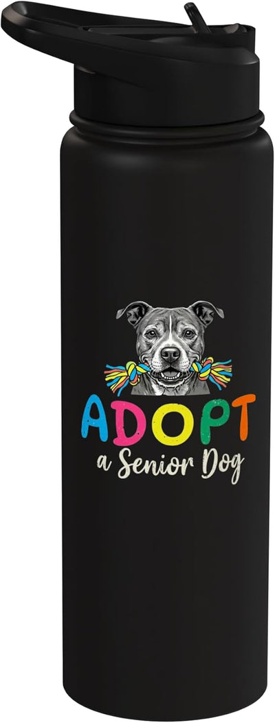 Botella de agua aislada acero inoxidable adopta perro senior