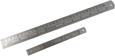 Regla acero inox 12" y 6" para carpintería