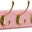 Perchero bambú pared 17" 5 ganchos dobles rosa dorado