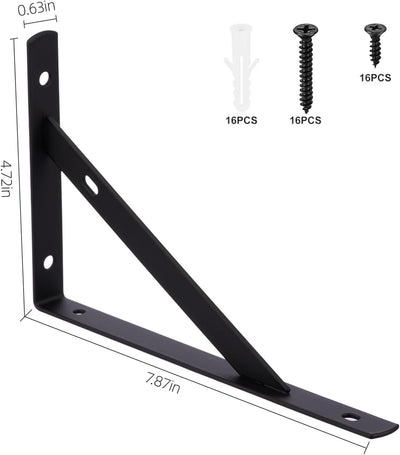 2 Soportes Metal Estantería Flotante Negro 5.9x3.7pulg