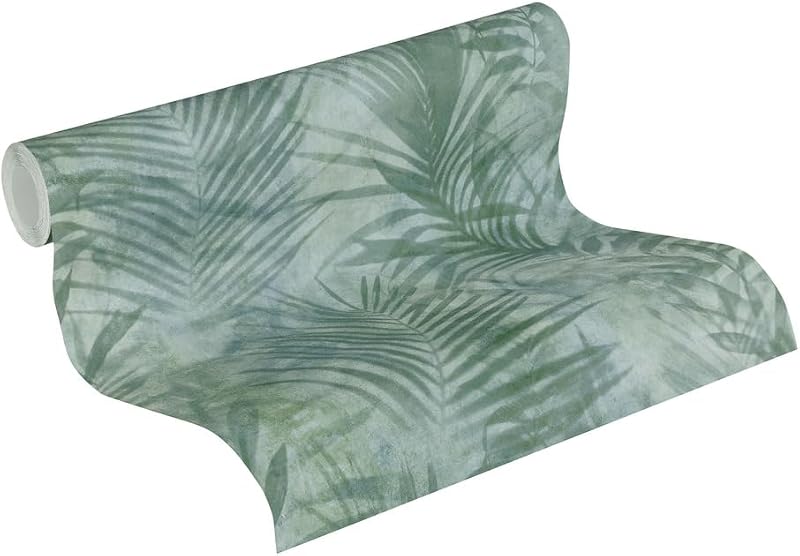 Papel tapiz selva azul verde gris 396x20" fabricado Alemania
