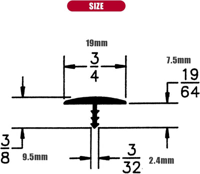 Moldura en T plástico 3/4pulg gris 25ft para mesas y estantes