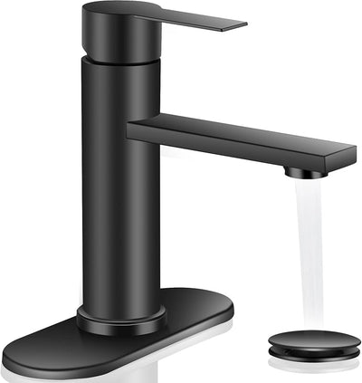 Grifo baño moderno un solo agujero negro desagüe desplegable