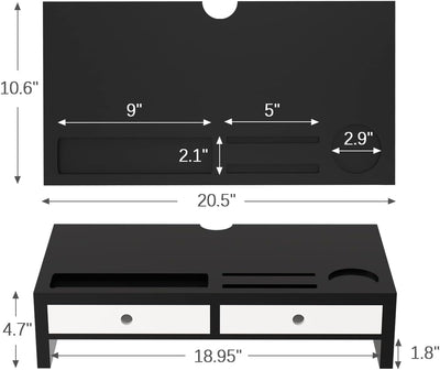 Soporte elevador monitor cajón organizador escritorio bambú
