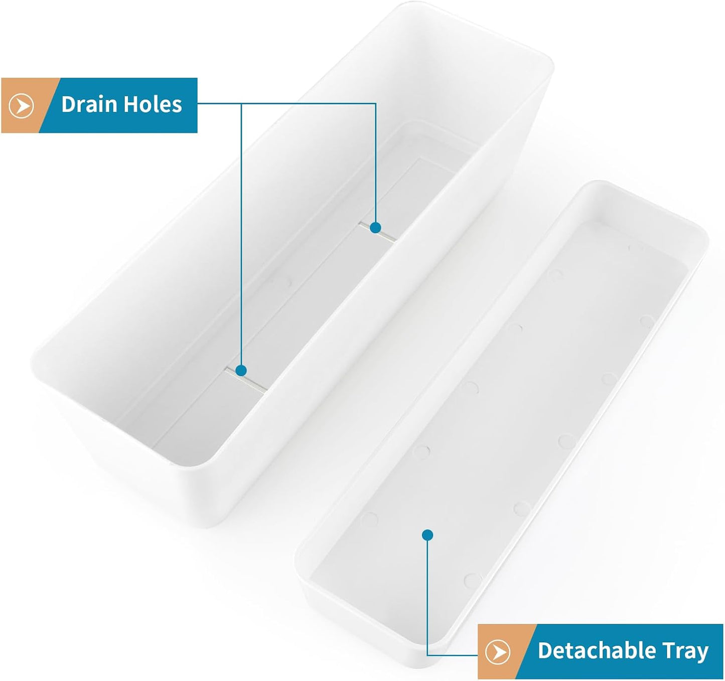 Macetero Rectangular 12" Pack 3 Blanco