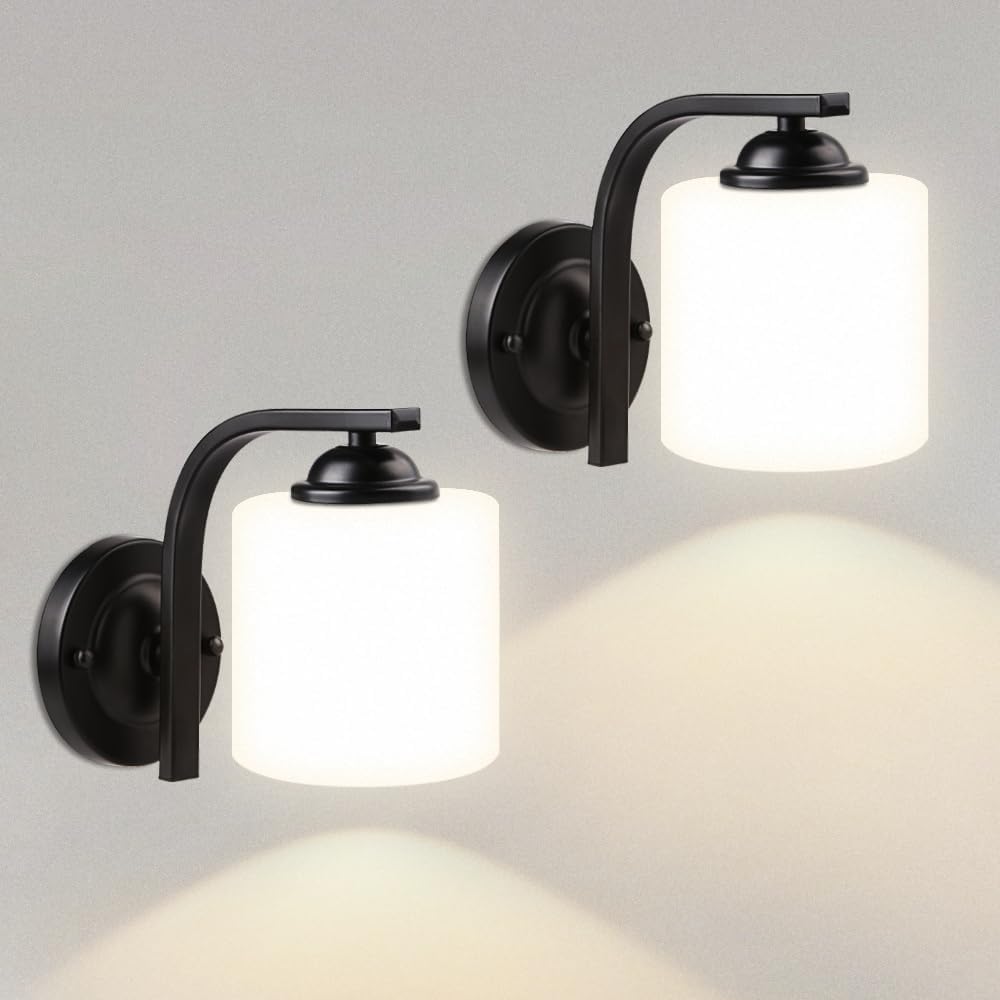 Aplique pared 2 luces negra mate para baño dormitorio cocina