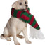 Labrador Retriever amarillo con bufanda roja y verde Navidad