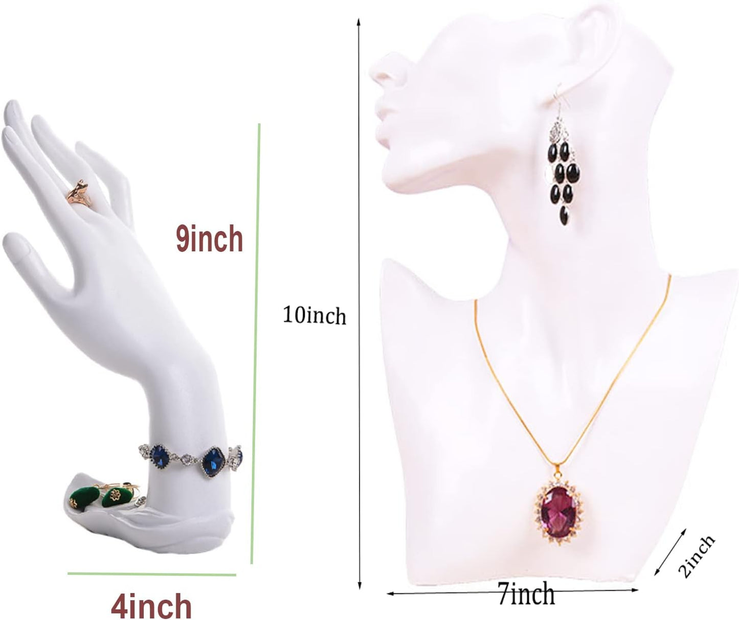 2 Pzas Soporte Exhibición Joyas Collares Aretes Blanco